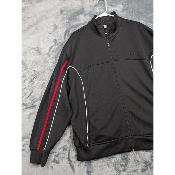 Y2K Athletic Works Track Jacket Mens L Full Zip Collared Baggy Relaxed 90s Black - Picture 3 of 13